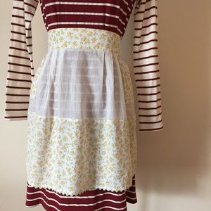Vintage floral cotton and organdy half apron.